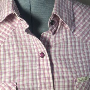 Rockies sleeveless snap shirt size XXL in pink plaid.
